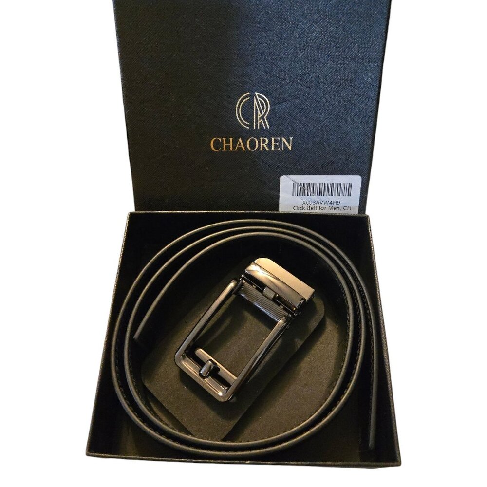 CHAOREN Men's Black Click Belt And Buckle Size 28 Waist Not Worn